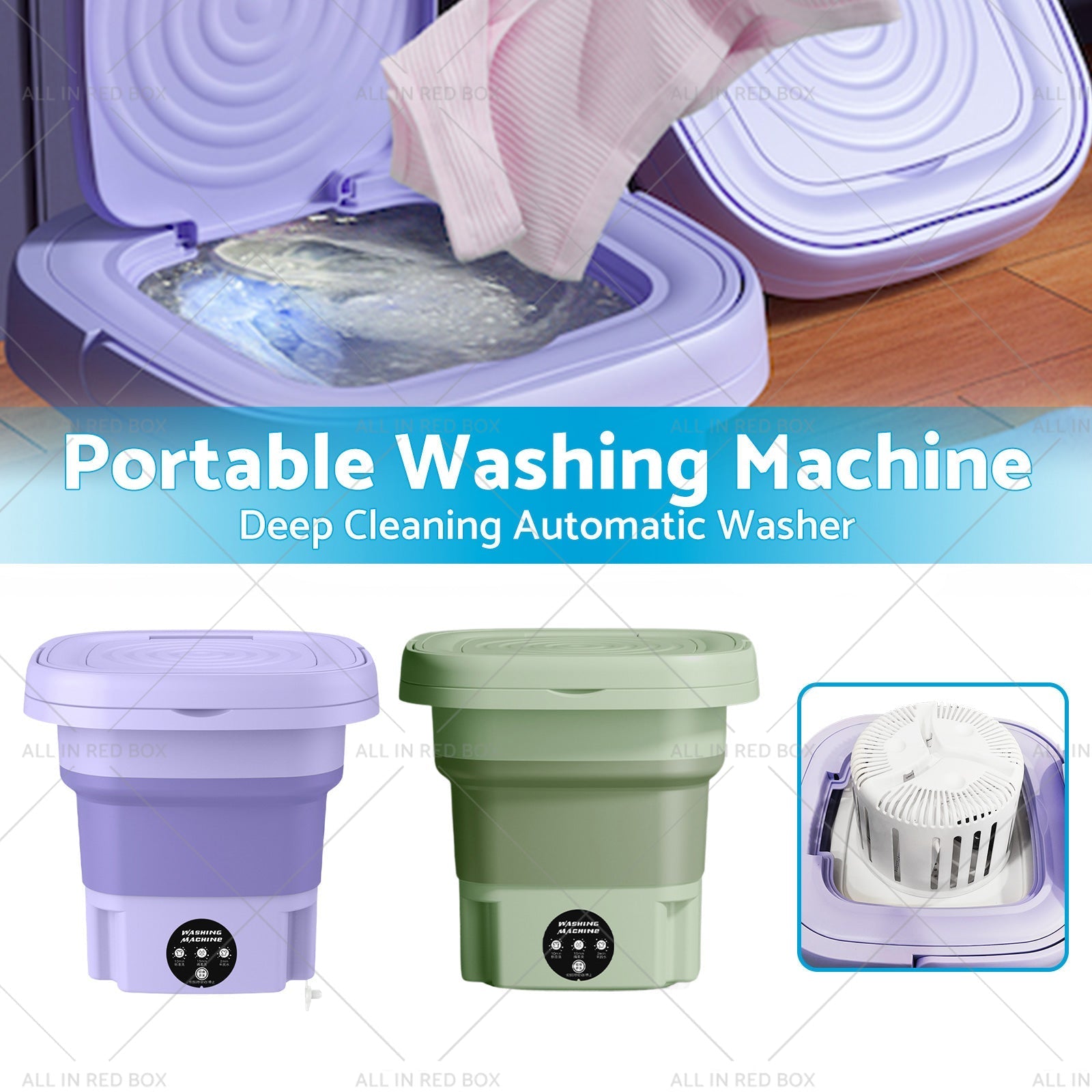 8L Foldable Portable Washing Machine with 3 Modes Deep Cleaning Automatic Washer 240V - Frazy's Auto Parts