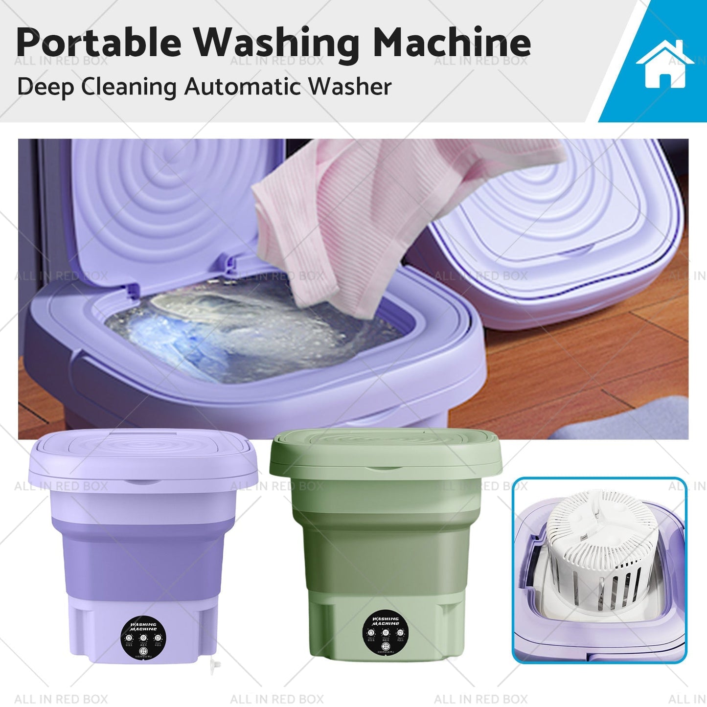 8L Foldable Portable Washing Machine with 3 Modes Deep Cleaning Automatic Washer 240V - Frazy's Auto Parts