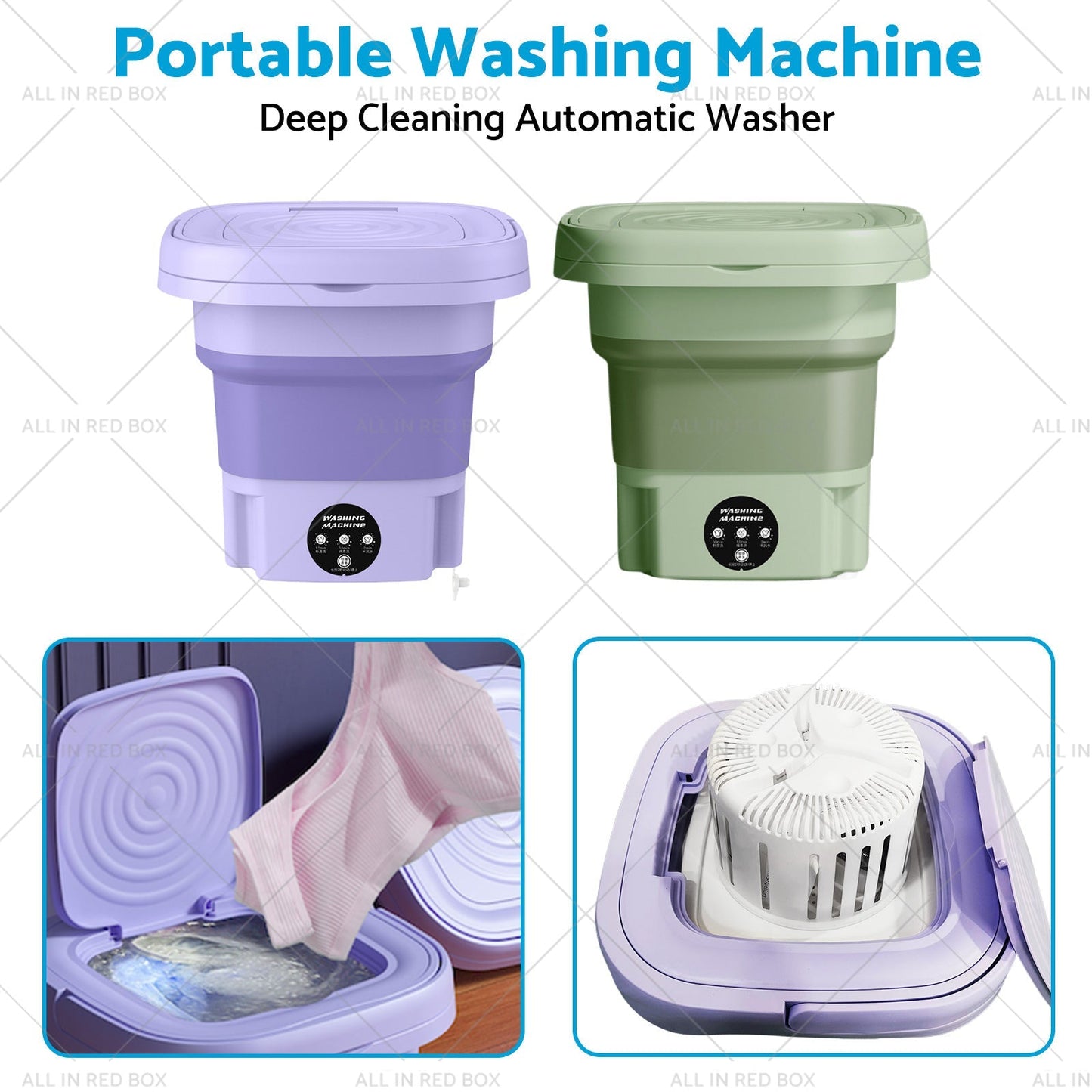 8L Foldable Portable Washing Machine with 3 Modes Deep Cleaning Automatic Washer 240V - Frazy's Auto Parts