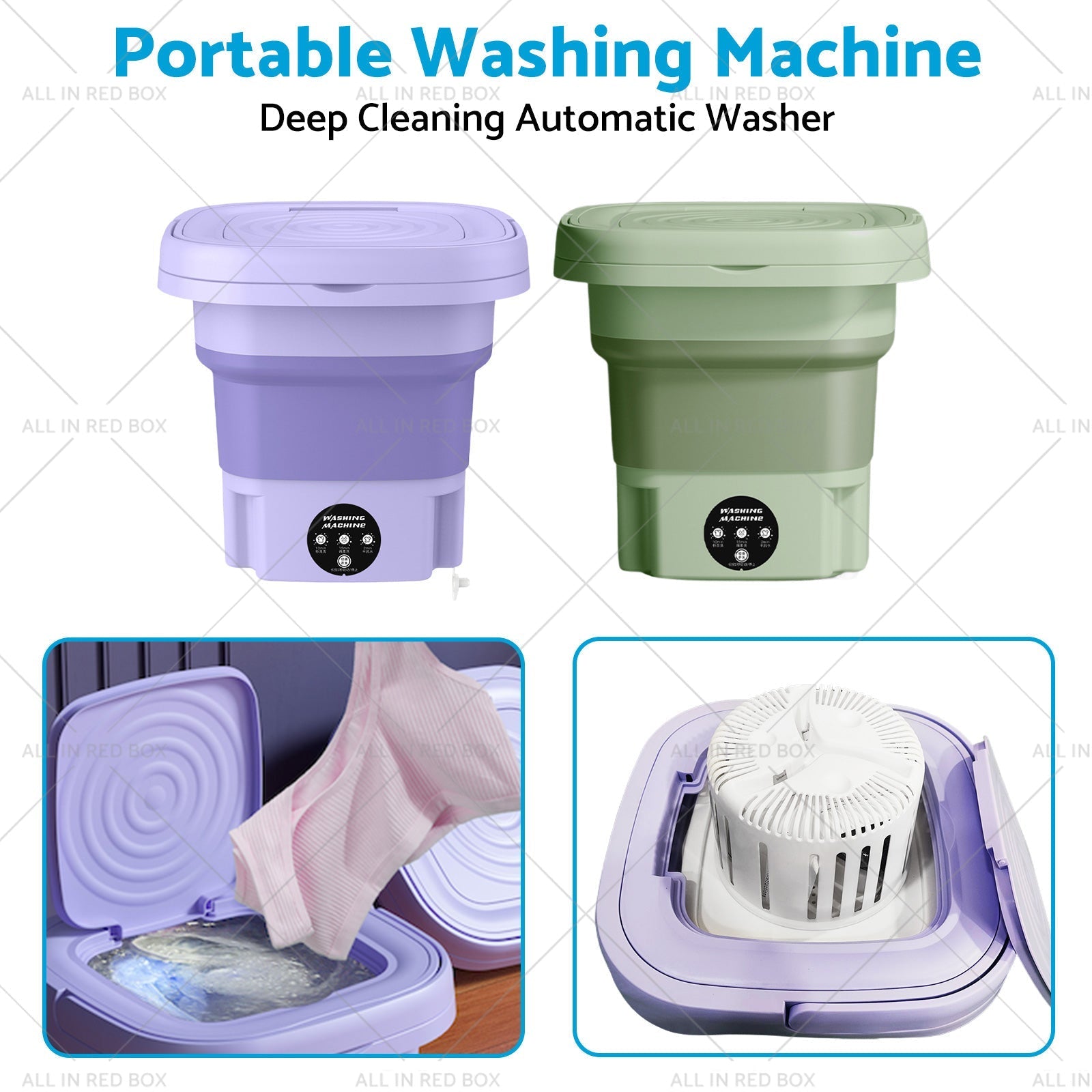 8L Foldable Portable Washing Machine with 3 Modes Deep Cleaning Automatic Washer 240V - Frazy's Auto Parts