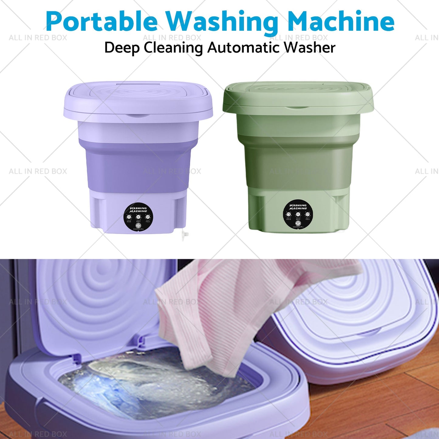 8L Foldable Portable Washing Machine with 3 Modes Deep Cleaning Automatic Washer 240V - Frazy's Auto Parts