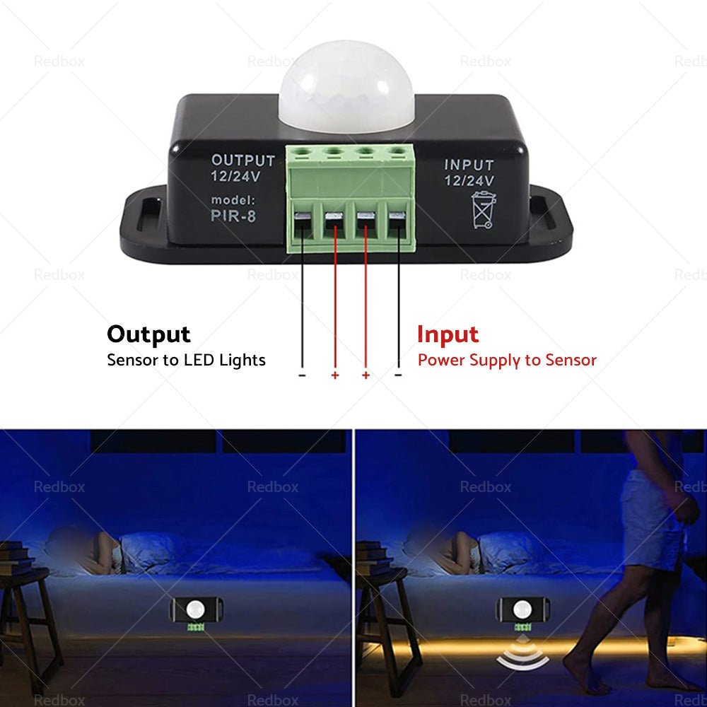 8m Body Infrared PIR Motion Sensor Switch For LED Light Strip Automatic 12V 24V - Frazy's Auto Parts
