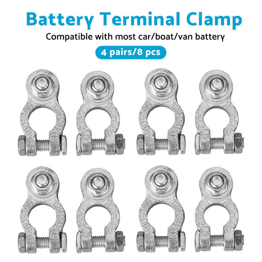 8PCS DC 12V - 24V Car Battery Terminals Positive Negative Connectors Clamp Clip - Frazy's Auto Parts