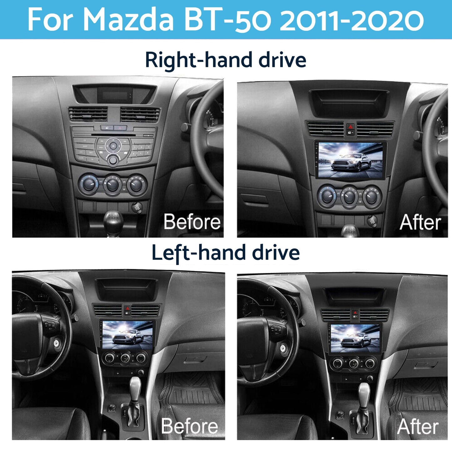 9'' Android 13 Head Unit Touchscreen GPS Bluetooth Suitable For Mazda BT50 12 - 19 - Frazy's Auto Parts