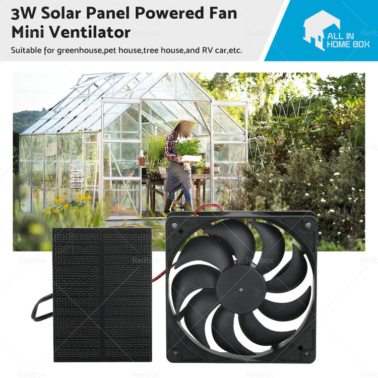 3W Solar Panel Powered Fan Mini Ventilator For Greenhouse Pet or Dog Chicken House-0