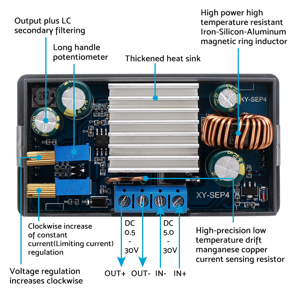 Buck Boost Converter Power Supply Module DC 5-30V LCD Adjustable Auto DC-DC AU-1