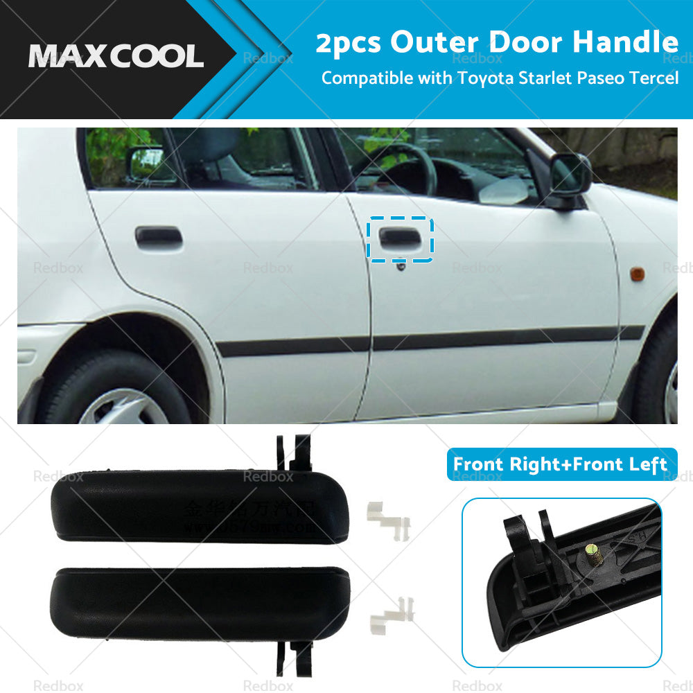Pair LHRH FRONT Outer Door Handle Suitable For Toyota Starlet EP91 96~99 Black-0