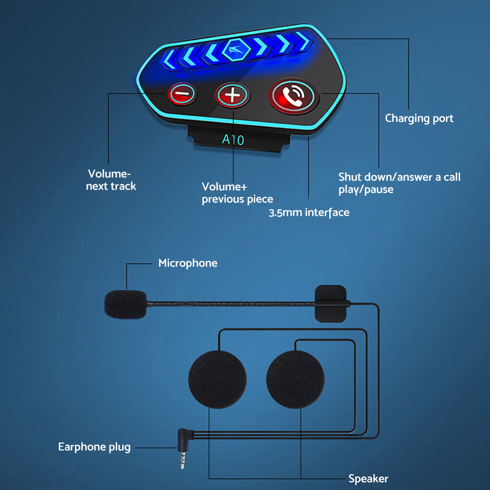 Bluetooth-5. 0 Wireless Motorcycle Helmet Headset Intercom Motorbike Headphone-3