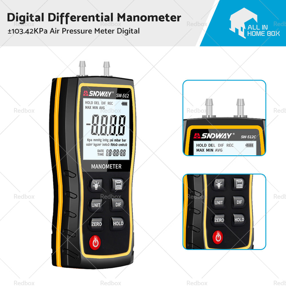Digital Differential Manometer about 103. 42KPa Air Pressure Meter Digital-0