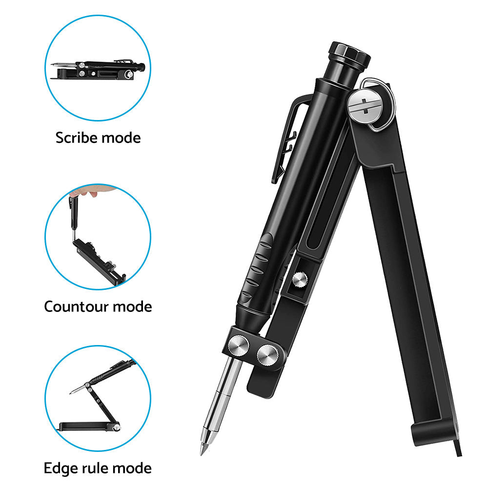Multi-Function Scribing Tool Suitable For Construction and Precise Woodworking with 6x Pencils-3