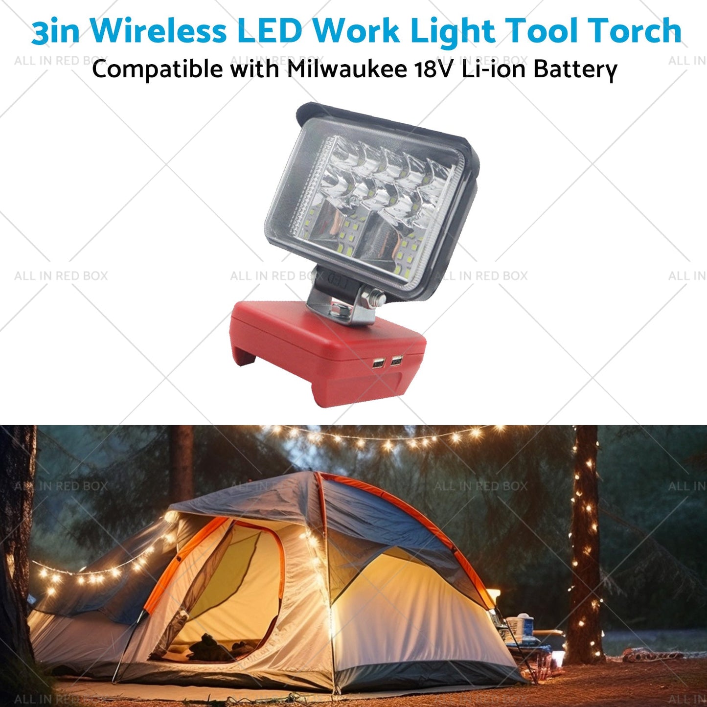 3in Wireless LED Work Light Torch Suitable For Milwaukee 18V Li-ion Battery-3