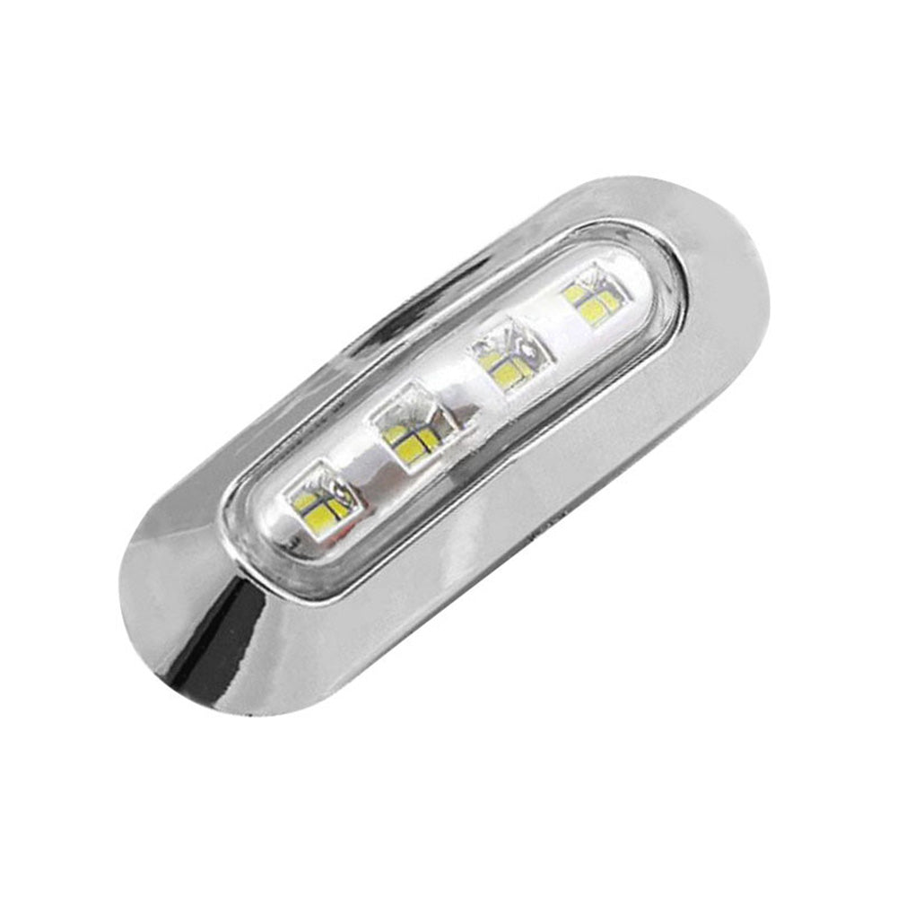 10x White 4-LED Side Marker Clearance Lamps Suitable For Truck / Trailer / Lorry Chrome Housing-3