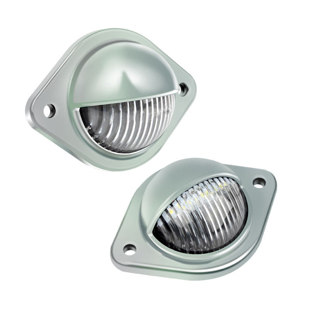 2x 12V LED Number Plate Lights Chrome Suitable For Car, Trailer, Truck, Caravan, Van & Boat-2