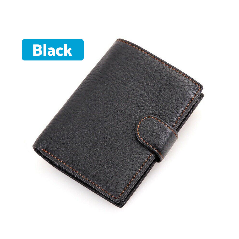 RFID Blocking Slim Leather Trifold Wallet With Credit Card Holder For Men-3