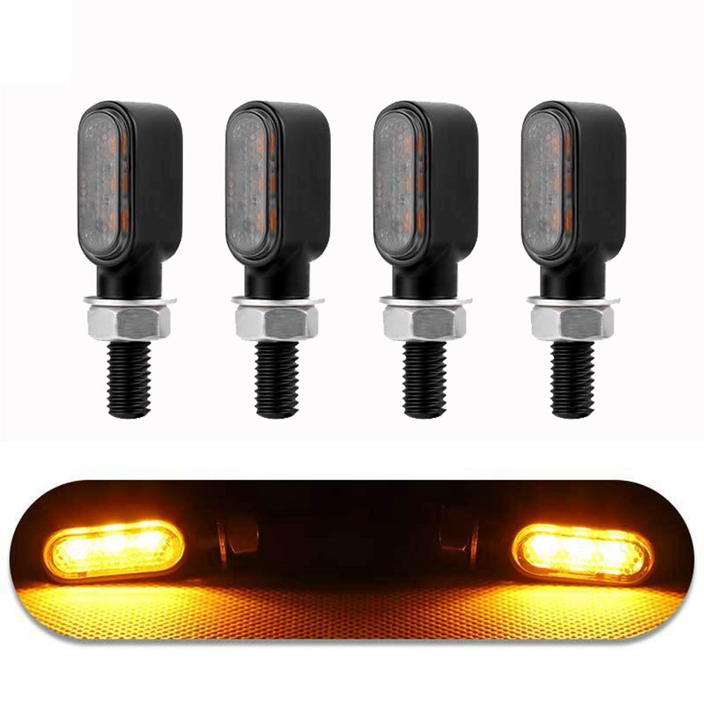4x Motorcycle Indicators Turn Signal Blinkers Amber Mini LED Light Universal AU-2