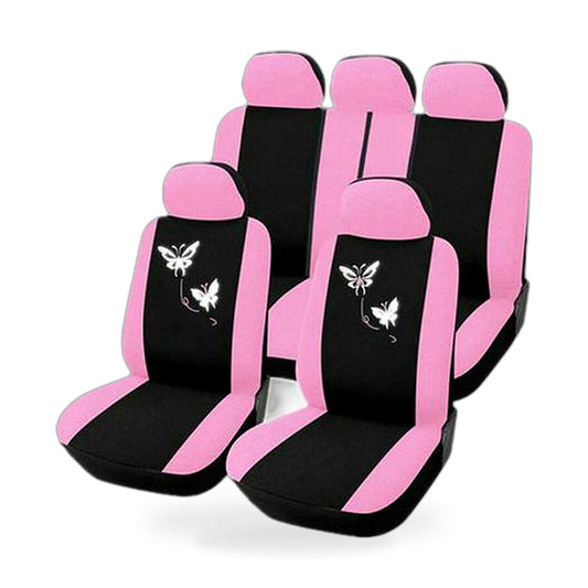 1 Set Deluxe Butterfly Pink Seat Cover ,Universal Front Rear Car Seat Cover-0