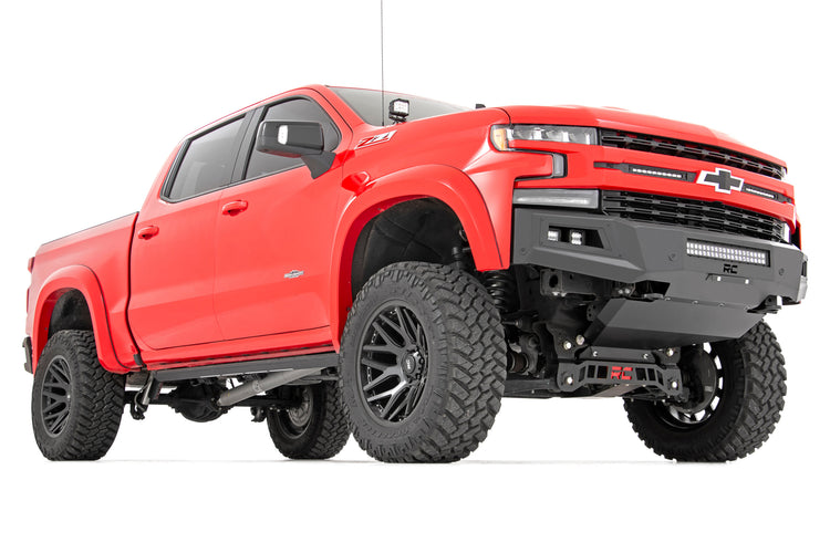 High Clearance Front Bumper LED Lights & Skid Plate Chevy Silverado 1500 (19-22)
