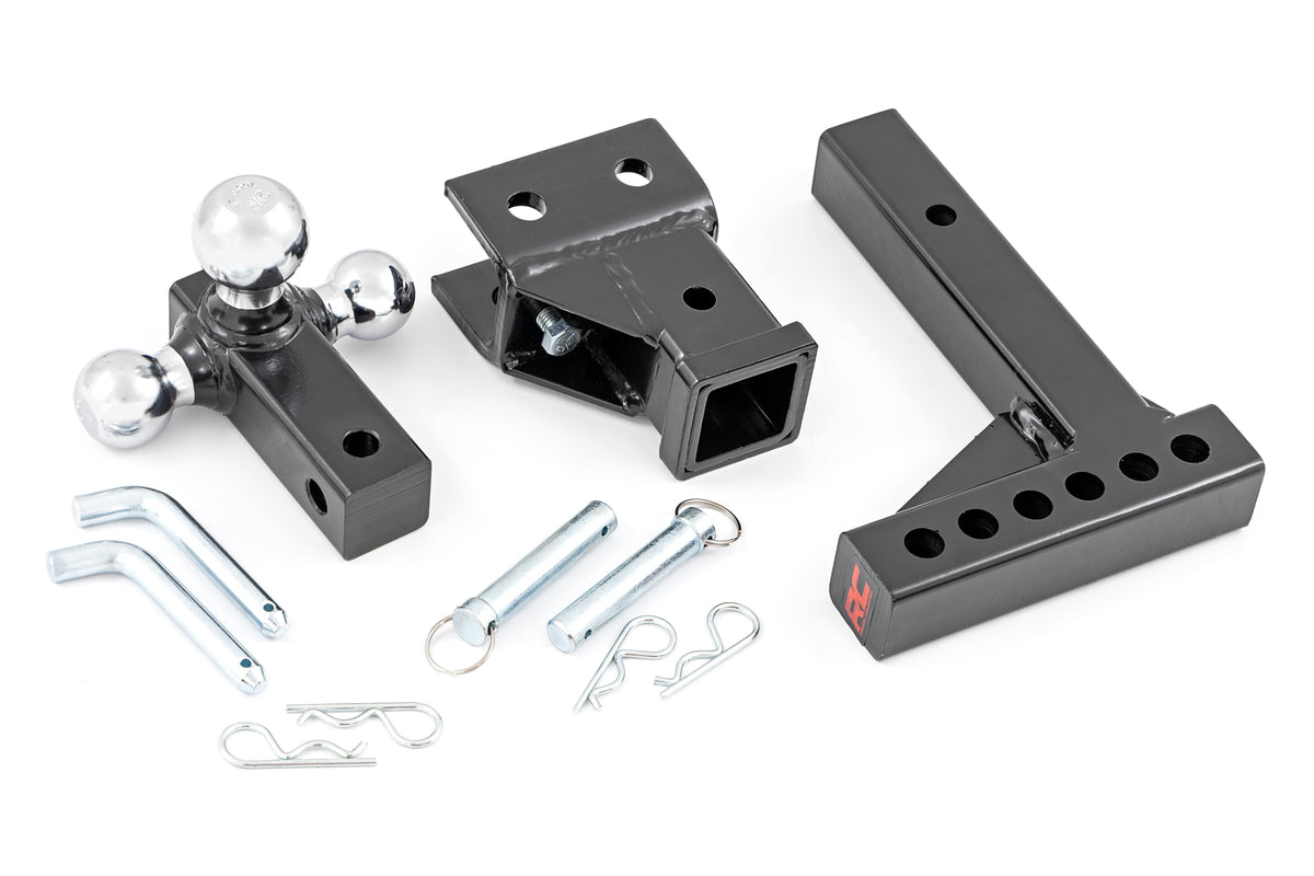 Adjustable Trailer Hitch 6 Inch Drop Multi-Ball Mount Fits 2 Inch Receiver
