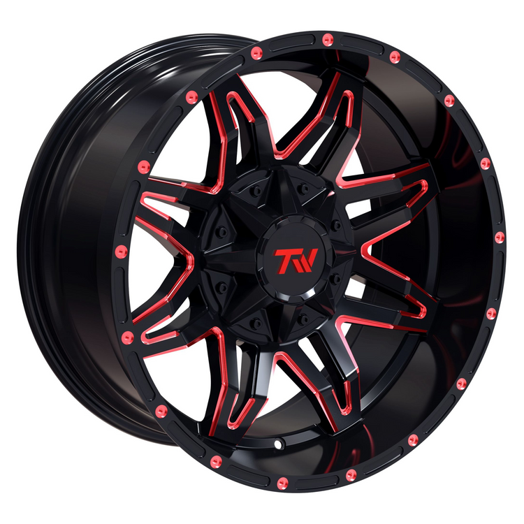 TW Spider Gloss Black with Red Milled Accents