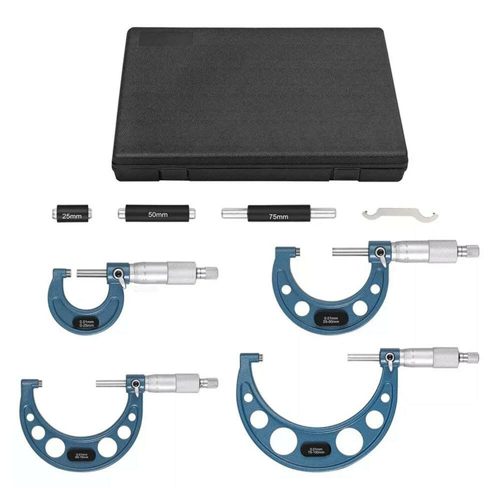 4x Outside Micrometer Set 0–100mm Carbide Tip Precision Measuring Tool 0.01mm Suitable For Machinist-2