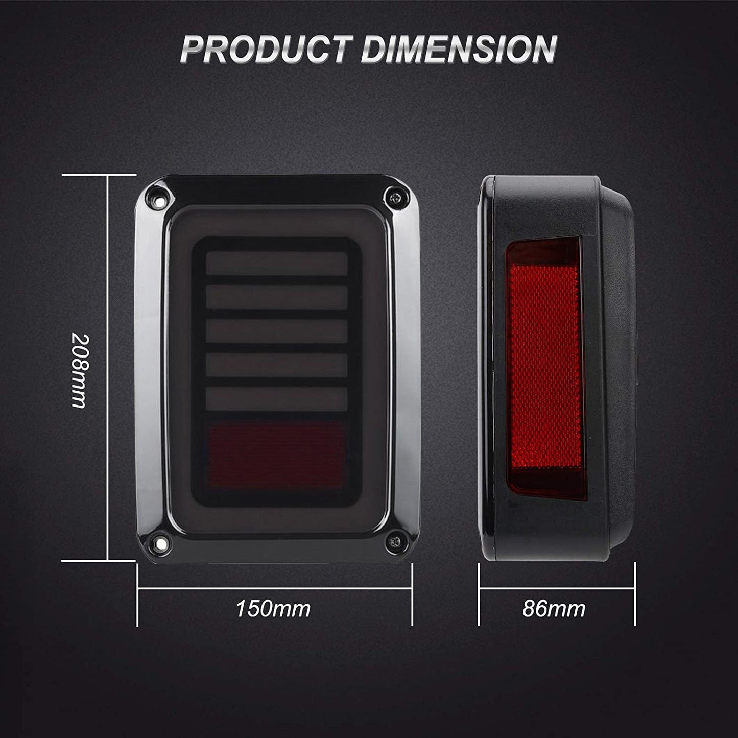Smoked Black LED Tail Lights Rear Lamp Suitable For Jeep Wrangler JK 2007-2017-2