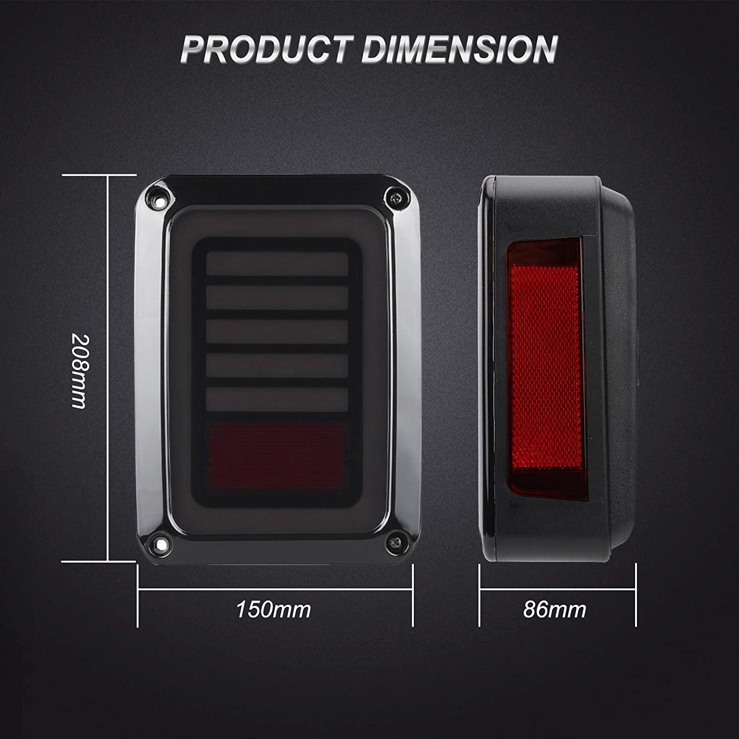 Smoked Black LED Tail Lights Rear Lamp Suitable For Jeep Wrangler JK 2007-2017-2