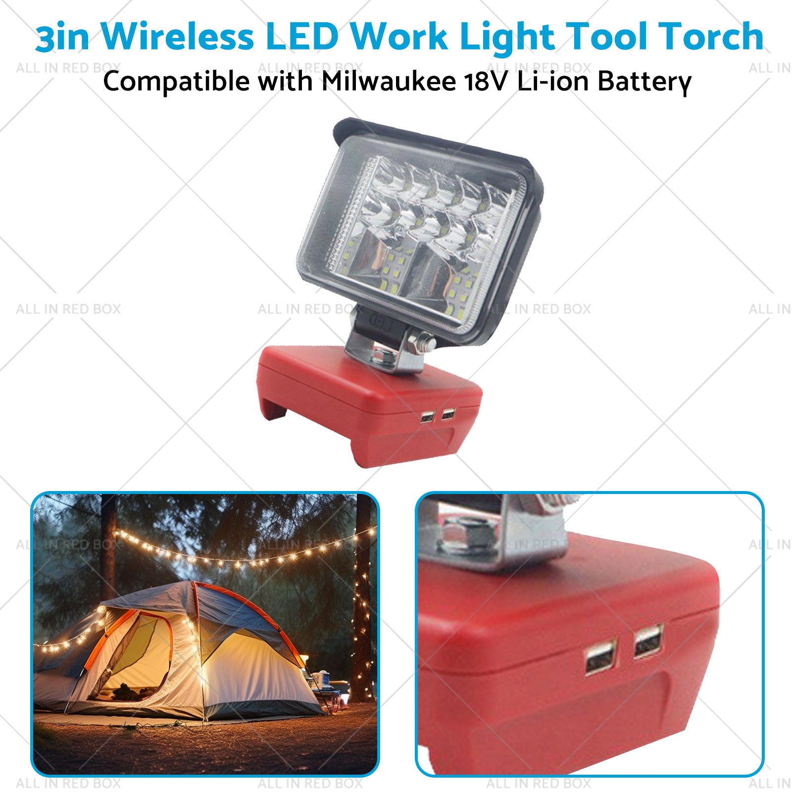 3in Wireless LED Work Light Torch Suitable For Milwaukee 18V Li-ion Battery-2