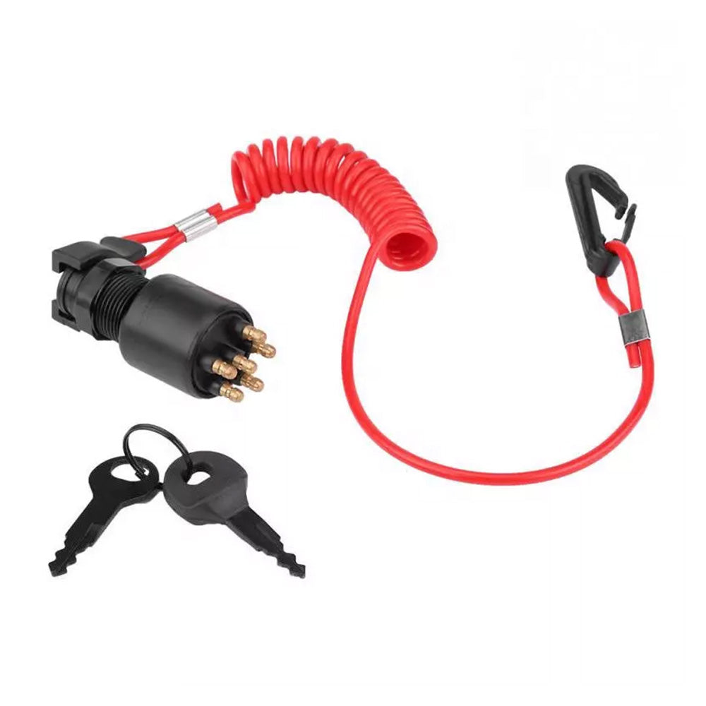 Ignition Key Switch With Safety Lanyard Suitable For Evinrude / Johnson OMC 5005801-3