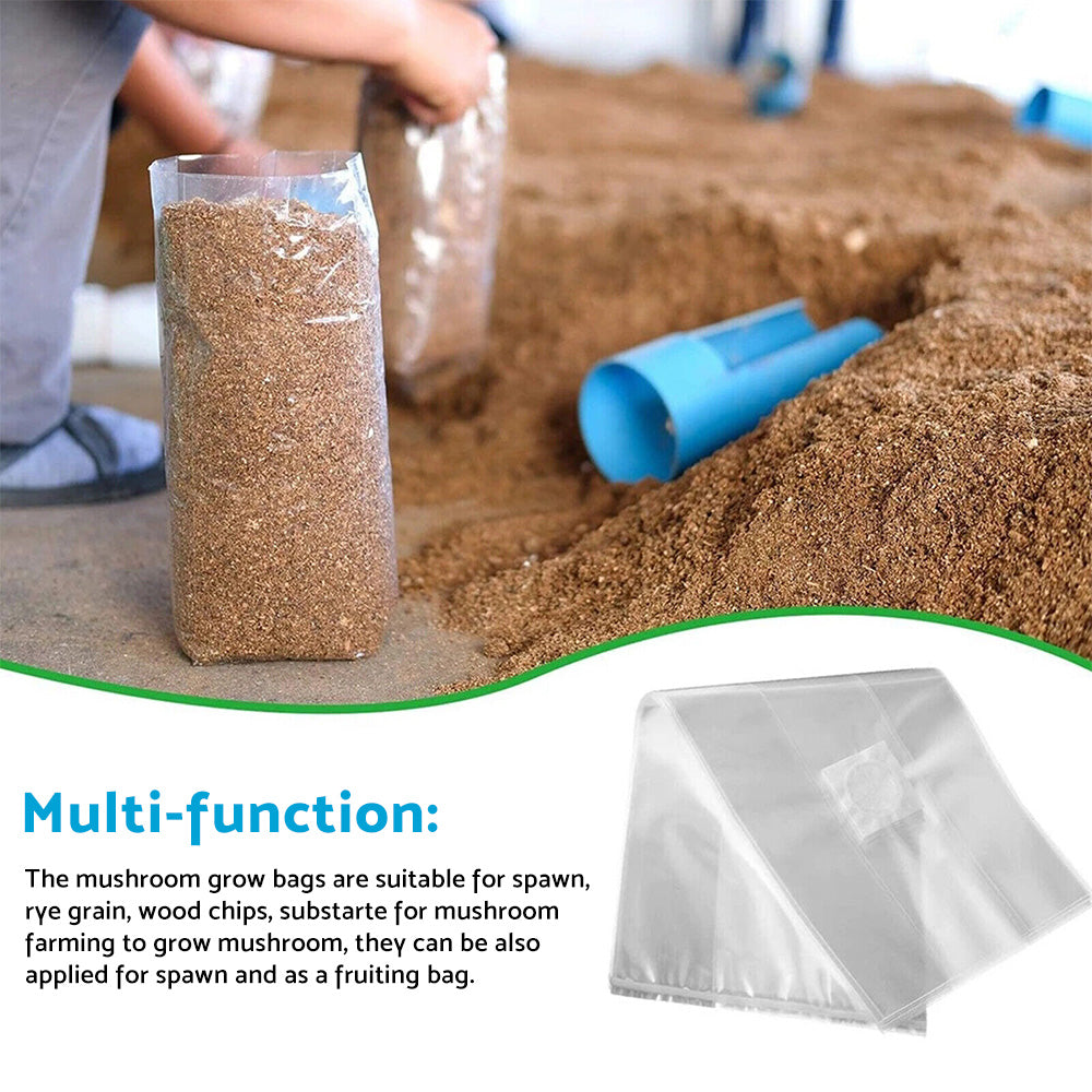 50X Mushroom Growing Bag Breathable Autoclavable Stand Up Tear Resistant Strong-1