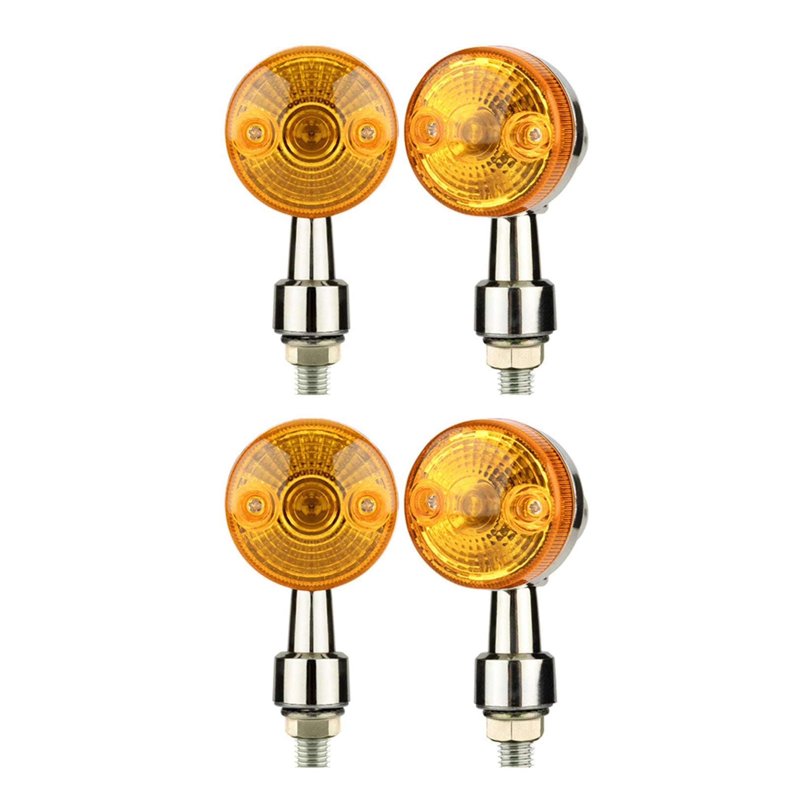 4x Chrome Motorcycle Turn Signal Lights Amber Indicators Blinker Universal Bulb-2