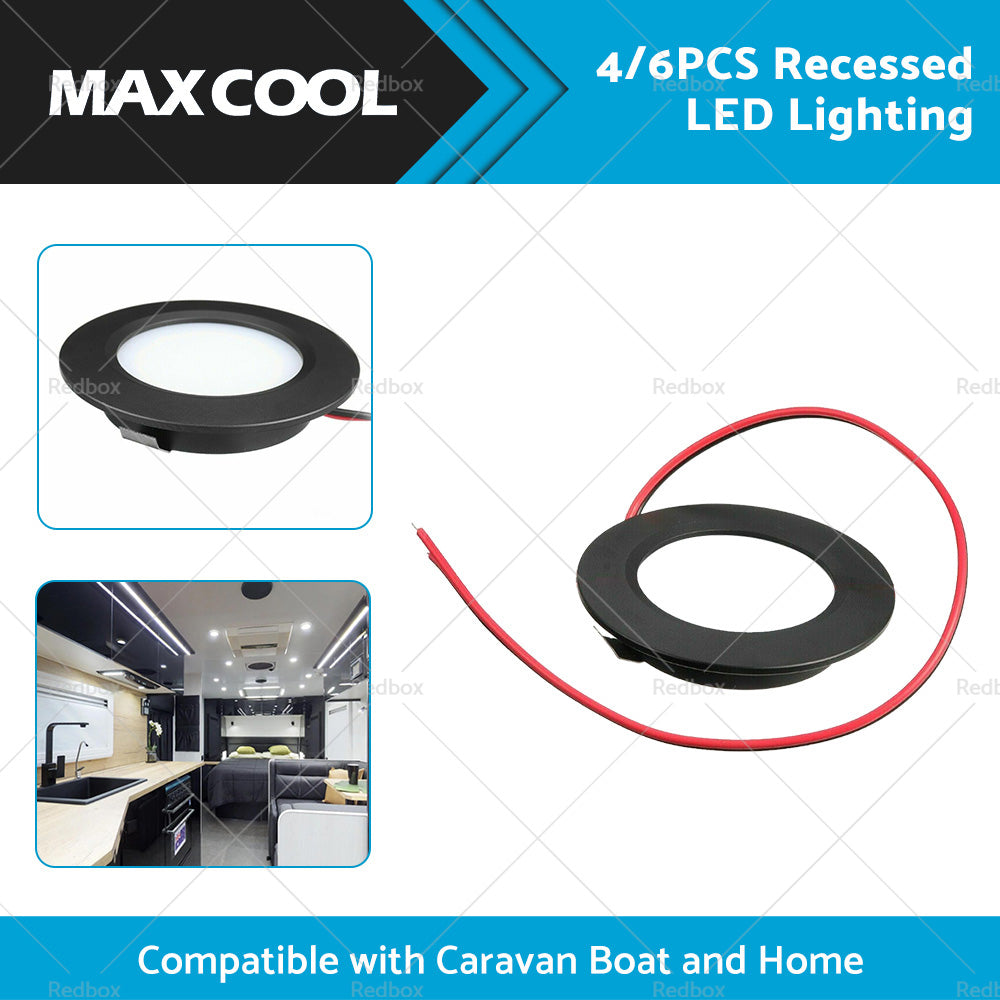 4/6x 12V Dimmable Spot Lights Suitable For Caravan & Boat Black Downlight Warm White AU-1