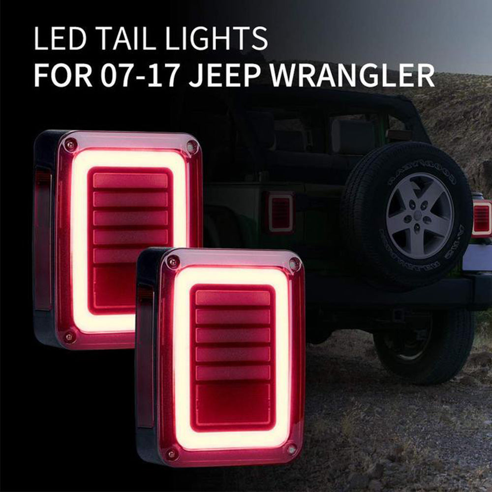 Smoked Black LED Tail Lights Rear Lamp Suitable For Jeep Wrangler JK 2007-2017-4