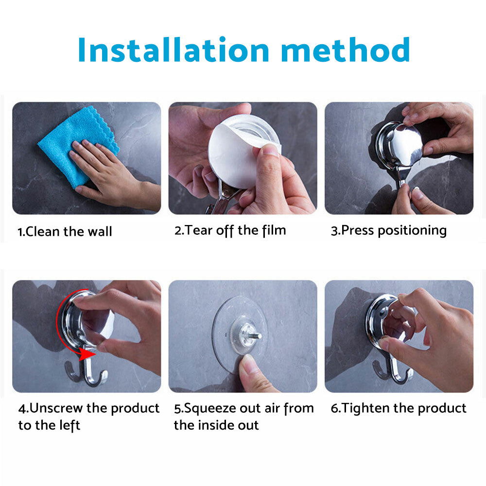 2PCS Strong Vacuum Suction Cup Hook Bathroom Kitchen Towel Shower Hooks Holder-2