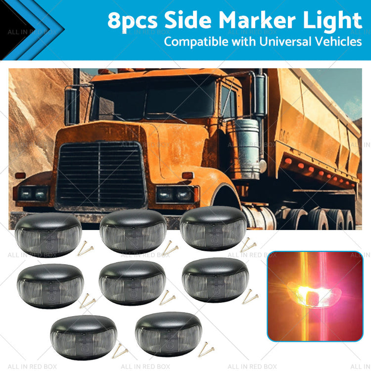 8pcs 2 LED Clearance Lights Side Marker Lamp Red Amber Trailer Truck 12V 24V-0