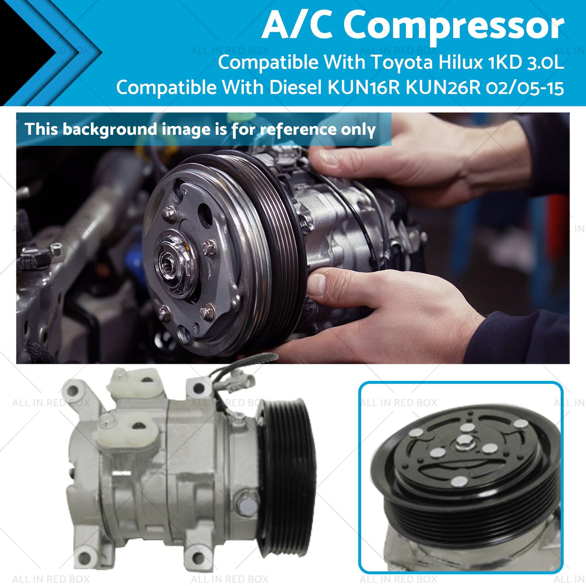 A/C Compressor Suitable For Toyota Hilux 1KD 3.0L Diesel KUN16R / KUN26R 2005 - 2015 - Frazy's Auto Parts