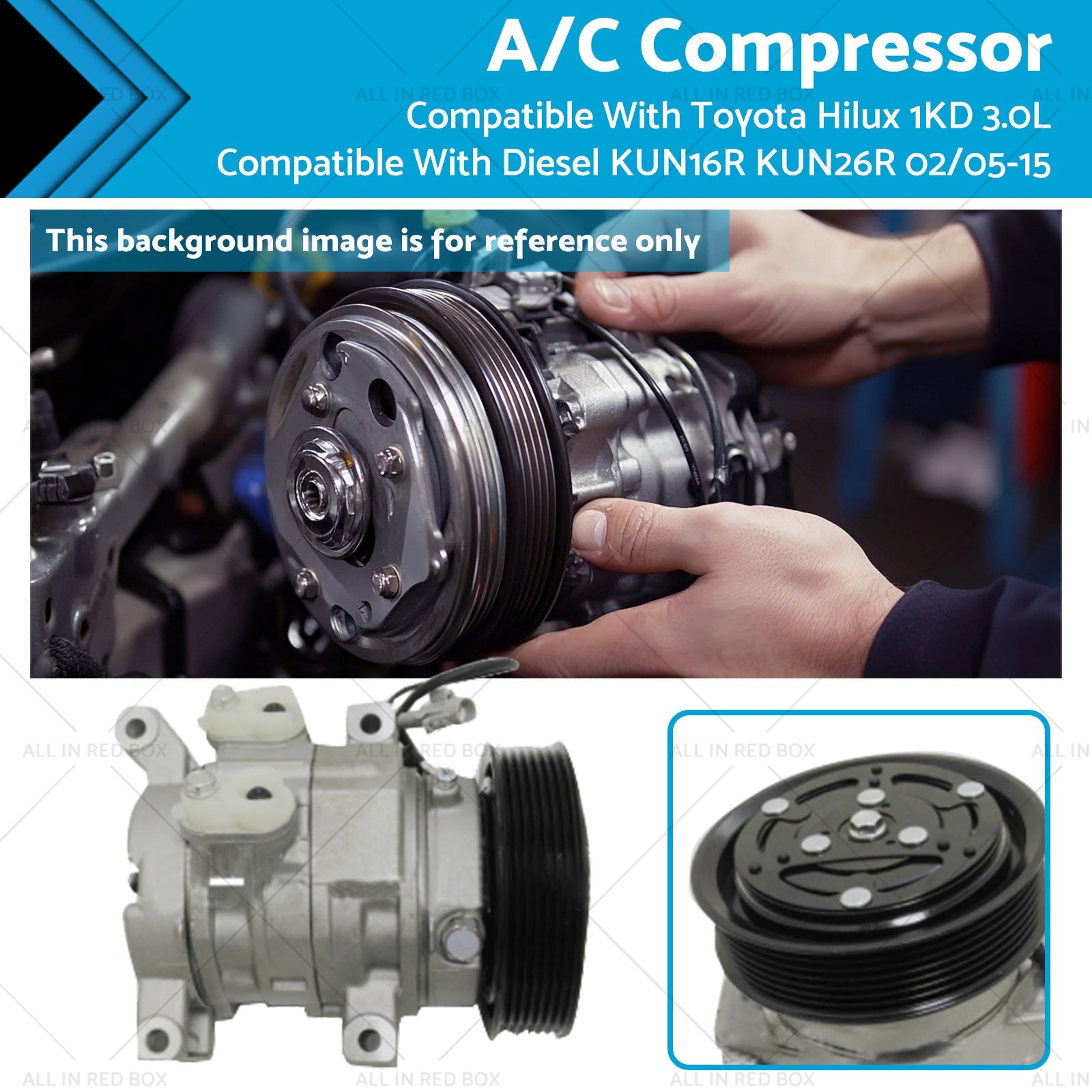 A/C Compressor Suitable For Toyota Hilux 1KD 3.0L Diesel KUN16R / KUN26R 2005 - 2015 - Frazy's Auto Parts