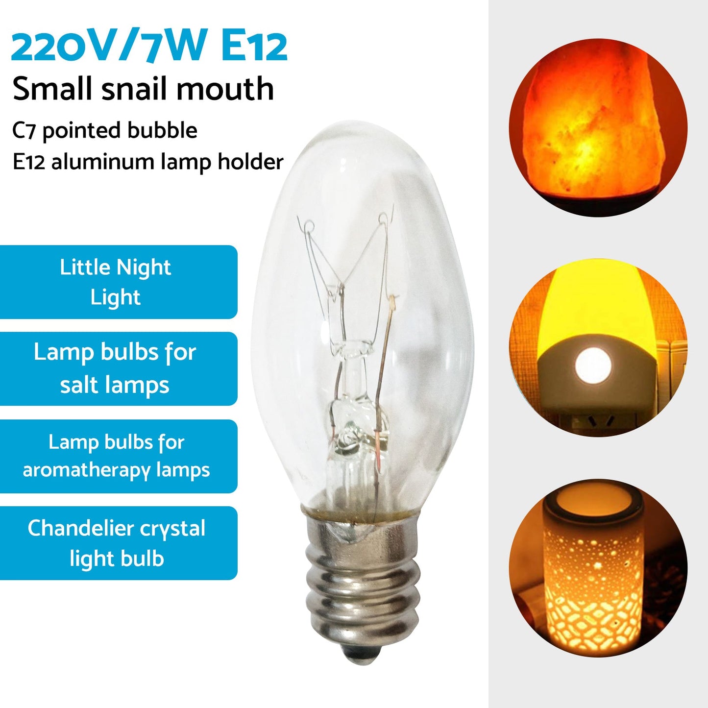 8x 7W/10W 240V E12/E14 Clear Bulbs Suitable For Night Light Replacement Warm Yellow Light-3