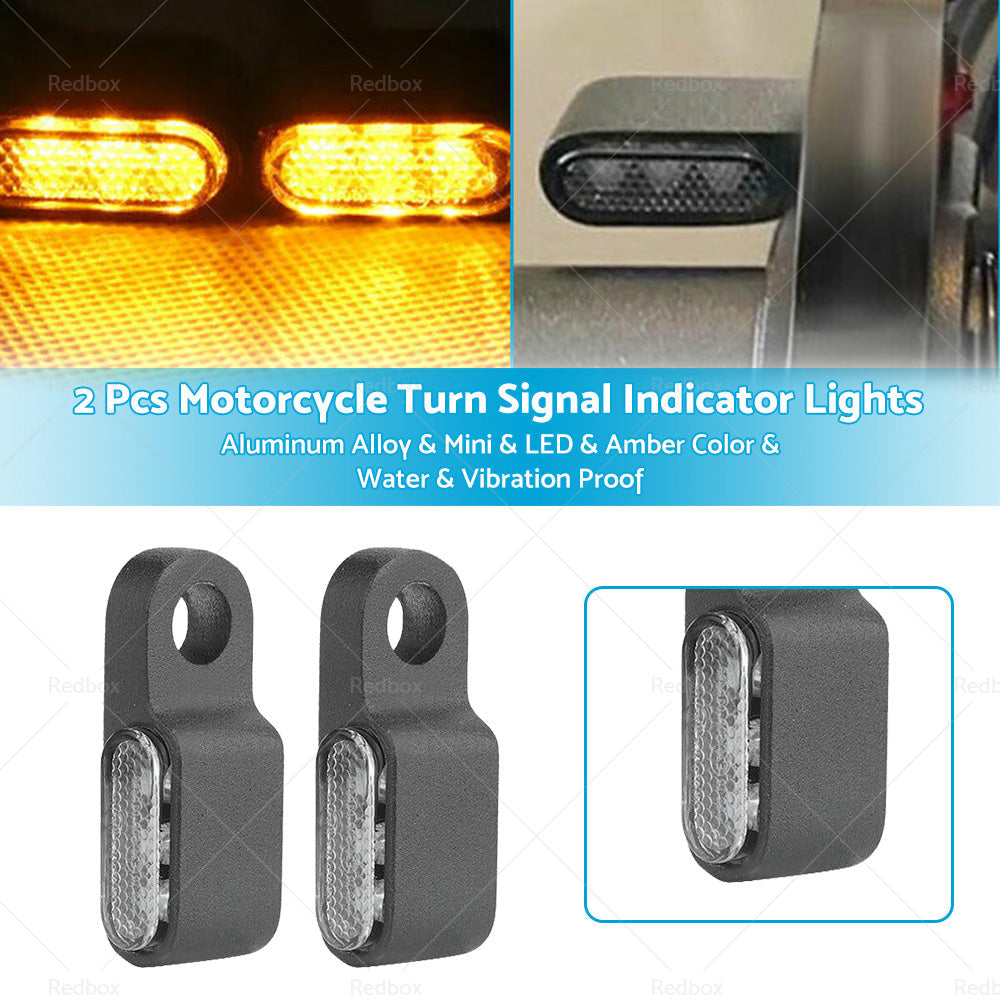 2x Mini LED Motorcycle Turn Signal Indicators Suitable For Amber Blinker Light – Black 3LED-0