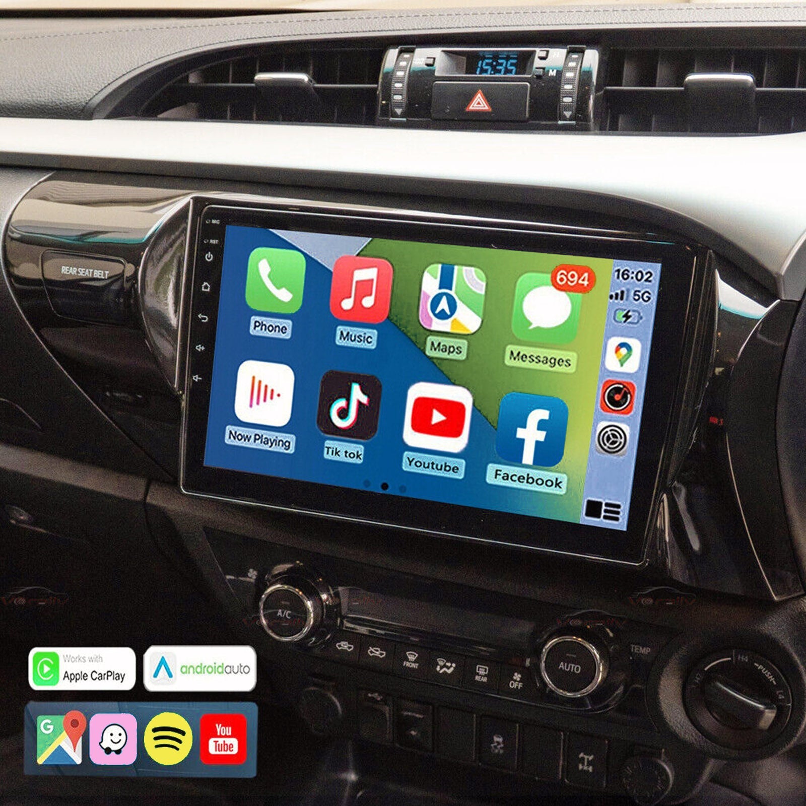 Carplay Android Auto Camera Navi Head Unit Suitable for Toyota Hilux 2015-2022 With Apple Carplay Android Auto-4