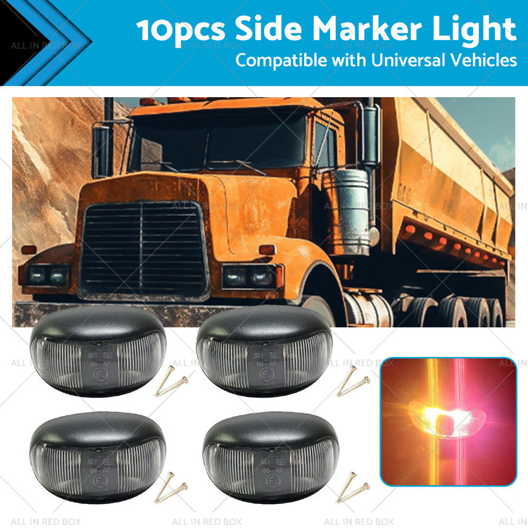 10pcs 2 LED Clearance Lights Side Marker Lamp Red Amber Trailer Truck 12V 24V-0