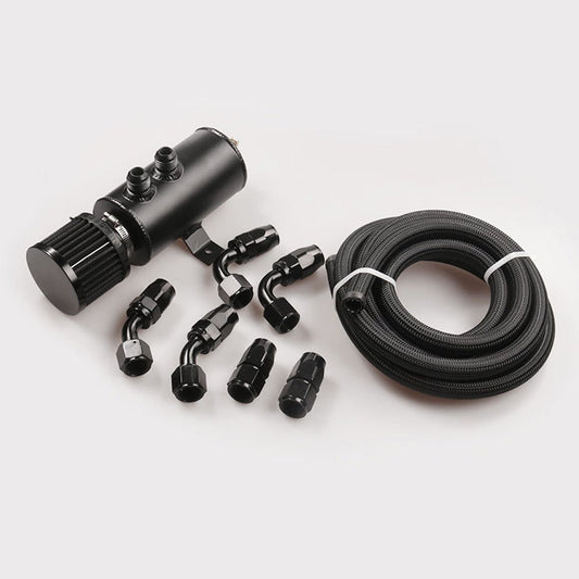 Aluminium Baffled Engine Oil Catch Can 0. 75L 2 Port AN10 3M Hose Fitting Kit - Frazy's Auto Parts