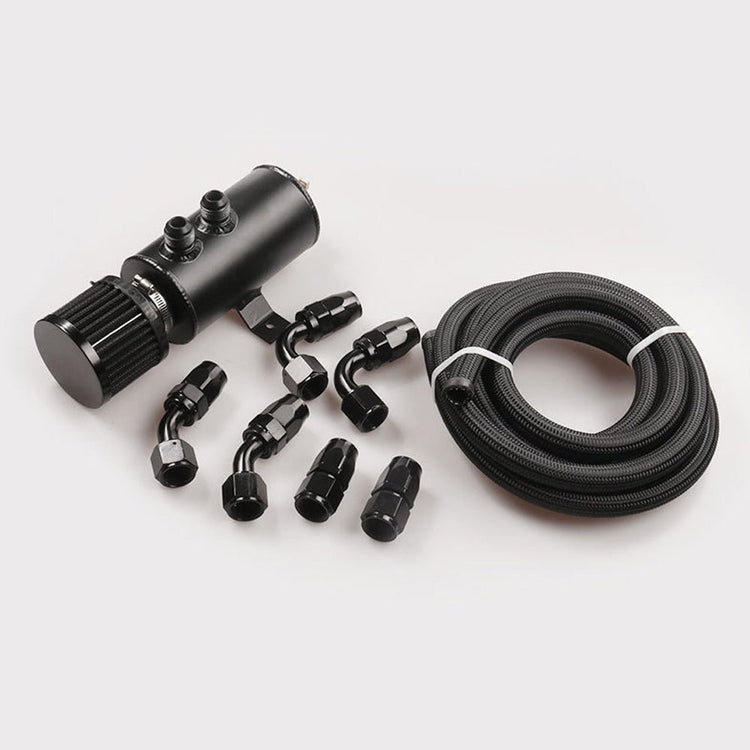Aluminium Baffled Engine Oil Catch Can 0. 75L 2 Port AN10 3M Hose Fitting Kit - Frazy's Auto Parts
