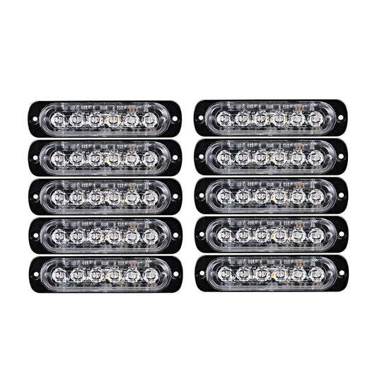 10x Amber Strobe Light 6 LED Grill Mount Flashing Beacon Suitable For Recovery Breakdown Use-0