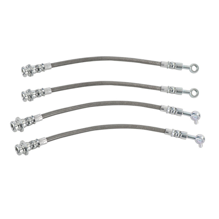 Front & Rear Braided Brake Line Hose Set Suitable For Nissan Patrol GQ Y60 1988–1997 / Ford Maverick DA 1988–1994-2