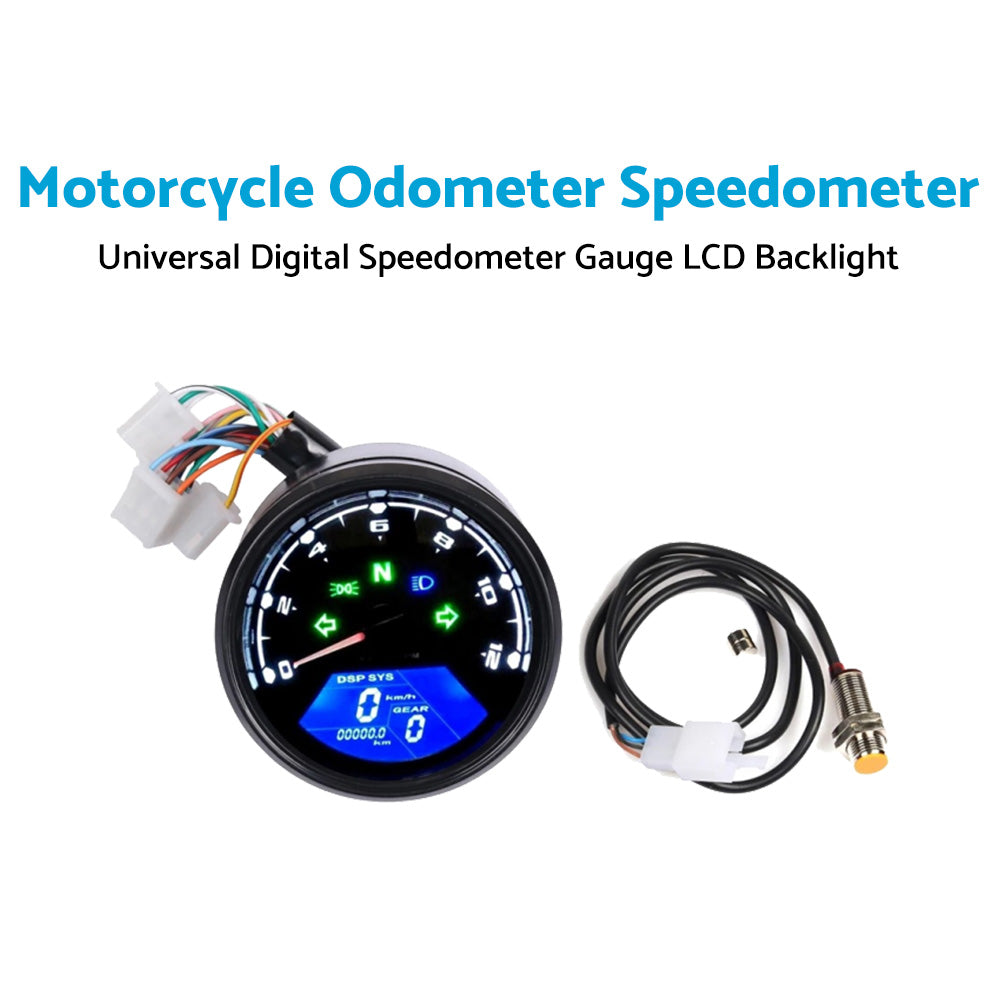 Universal Digital Motorcycle Odometer Speedometer Tachometer Gauge LCD Backlight-1