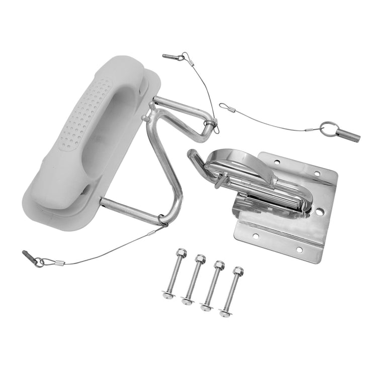 Boat Insta-Lock Snap Quick Davits Set Stainless Steel With Handle Pad-4
