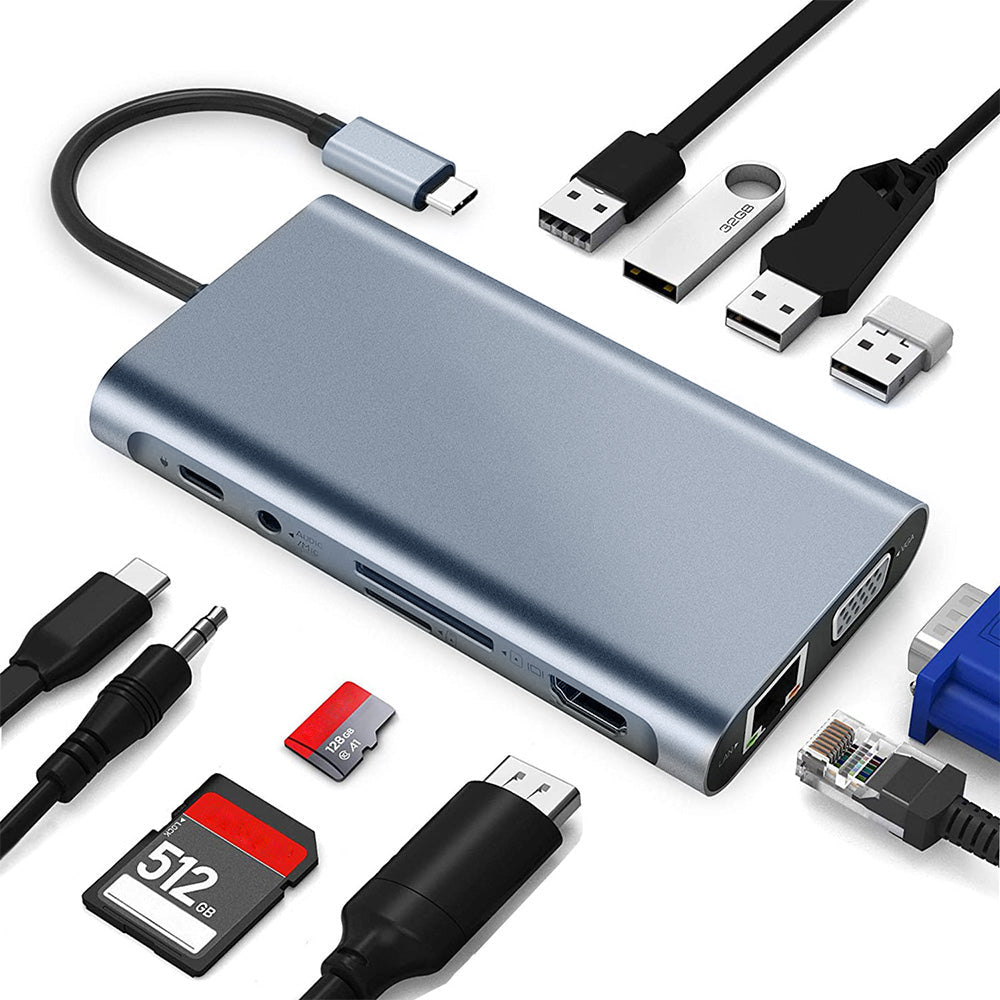 11-in-1 USB-C Hub Adapter with HDMI and USB 3.0 Ports Suitable For MacBook Pro & iPad Pro-1