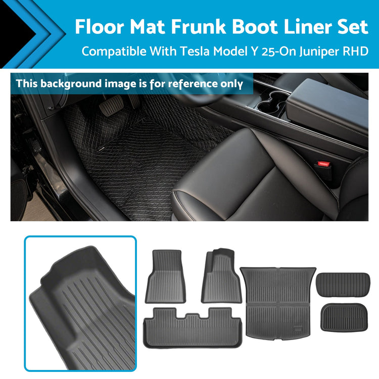 Floor Boot Frunk Mat Set 3D All-Weather Suitable For Model Y 2025-On Juniper RHD-1