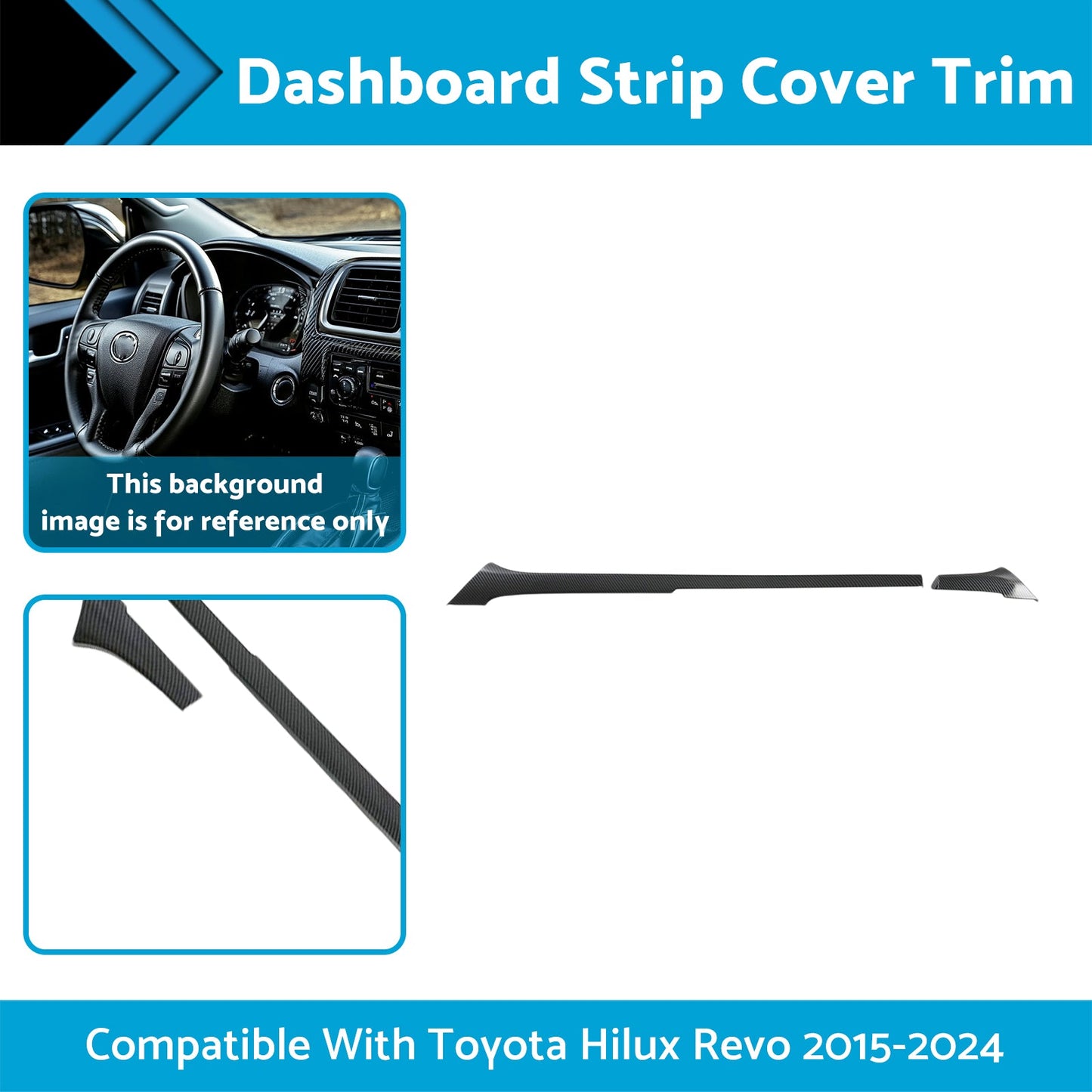 ABS Carbon Dashboard Strip Cover Trim Suitable For  Toyota Hilux Revo 2015-2024-1