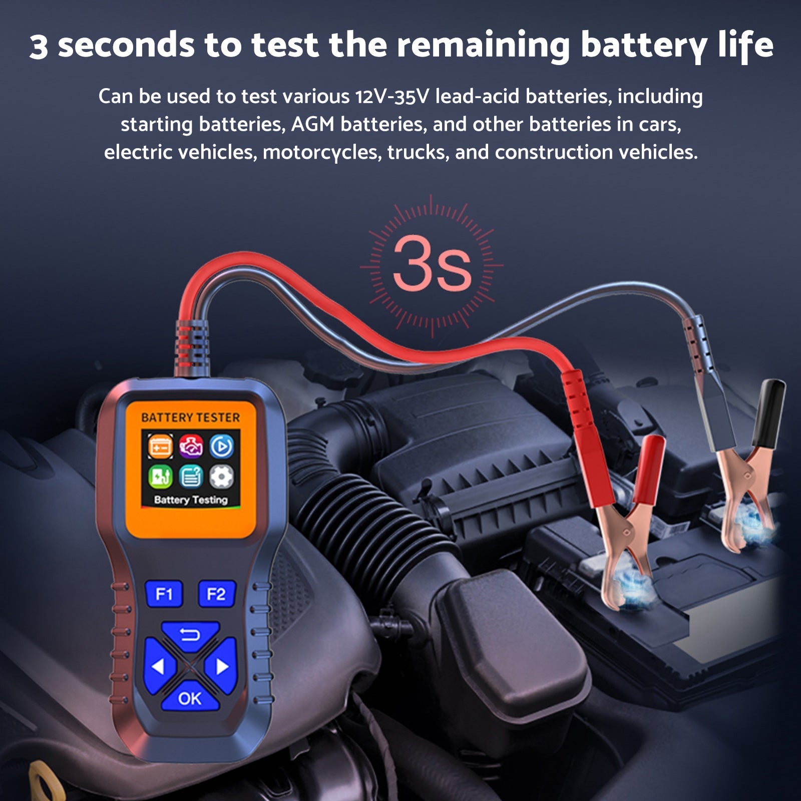 Battery Load Analyzer Tester for Truck Car 24/12/9V 3000CCA Truck Car - Frazy's Auto Parts